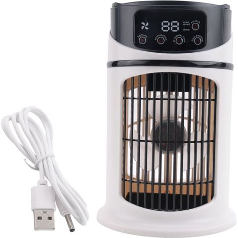 Climatiseur Portatif Maison Mini Refroidisseur D'Air pour Bureau 6 Vitesses Vent Noir Blanc (1/4)