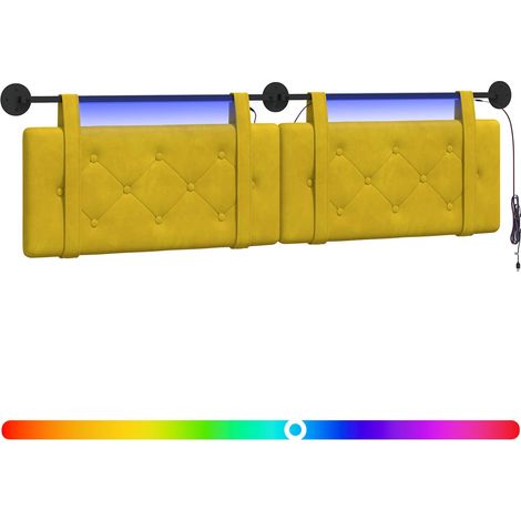 Cabecero colgante Con luz LED Amarillo Terciopelo vidaXL (1/5)