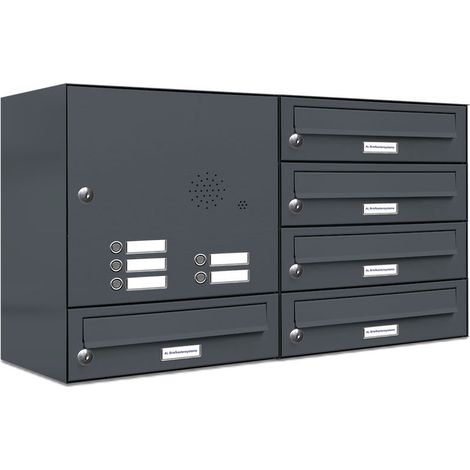 5er Briefkasten Anlage Aufputz - Wandmontage RAL 7016 Anthrazit Klingel (1/5)