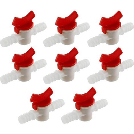 8-teiliges Kugelventil-Set, 10-mm-Schlauchanschluss, Durchflussregelung für Bewässerungssysteme, robustes POM-Material (1/3)
