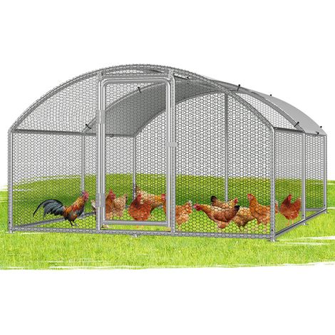 Wolketon Pollaio 3×4×2 m con tetto ad arco – Recinto per piccoli animali, voliera esterna, gabbia per polli in acciaio zincato
