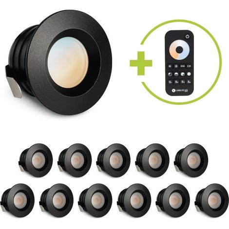 Einbaustrahler Mini flach Torino 3W CCT IP44 - Farbe: schwarz matt - Anzahl: 12x (1/5)