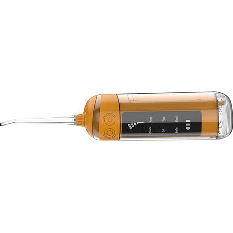 Brosse à dents hydropulseur portable 6 vitesses réglables, irrigateur oral électrique pour nettoyage dentaire, orange, usage extérieur, voyage. (1/5)
