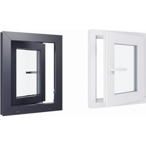 Finestra in PVC - Triplo vetro - Bicolore - Bianco e grigio - 500 mmx600 mm cm