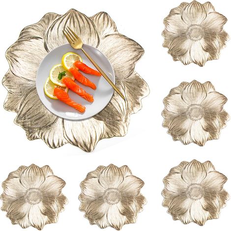 Set de Table Rond, Set de Table Lavable sous Assiette Or, Dessous Assiette 38 cm, 6 Pièces Décorations Dorées pour Table, Maison, Restaurant, Bureau (1/5)