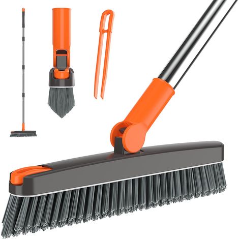 AIR U+ Brosse à joints à long manche – Brosse à récurer pivotante à 180° avec pince à épiler et pince à cheveux, nettoyeur de joints en forme de V avec poils rigides pour nettoyer en profondeur les (1/5)