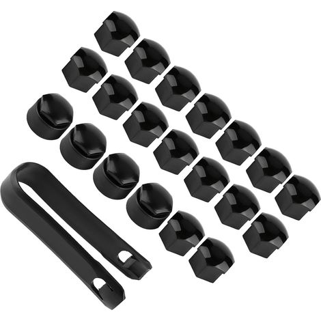 20 Stück 17 mm schwarze Radsicherungsmuttern-Diebstahlsicherung für Autos mit Schraubenabdeckung