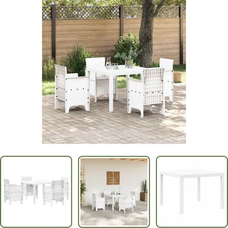 vidaXL Repas en extérieur - Ensemble de salle à manger pour jardin 5 pcs Blanc (1/5)