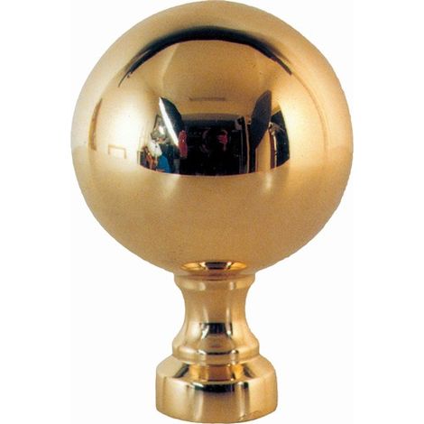Deco Fer Forge – Boule de finition en laiton poli vernis – Hauteur 100mm, largeur 68mm, diamètre base 38mm – Fixation par vis M10 (1/4)