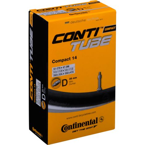 Continental Fahrradschlauch 14 Zoll – Reifenbreite 32–47 mm, Dunlopventil 26 mm