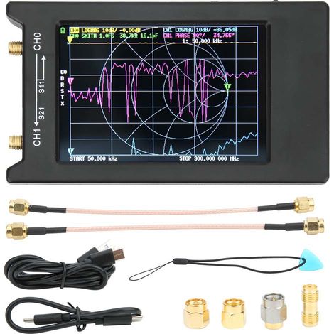 Analyseur de réseau vectoriel portable 4 pouces, kit VNA 10KHz-1.5GHz, outil de mesure RF avec écran tactile, testeur de fréquence pour électronique et antennes, appareil de diagnostic compact. (1/5)