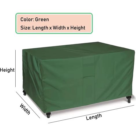 (420D-Vert, 100 x 100 x 85 cm) Housse de protection robuste 420D pour mobilier de jardin extérieur (canapé, table, chaise, terrasse) : imperméable, coupe-vent, anti-UV, résistante à la pluie et à la n (1/4)