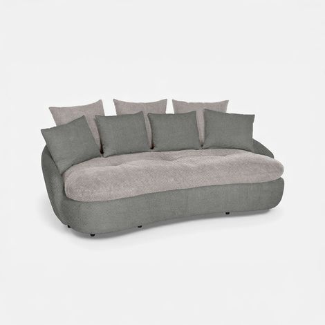 Moderner 3-Sitzer-Couch, gebogen, dunkelgrau, Adamello - Hellgrau (1/4)