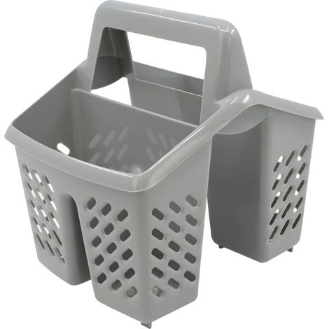 Égouttoir à Couvert en Plastique avec 4 Compartiments - Trous de Drainage et Poignée Ergonomique - Panier à Couvert Pratique (1/5)