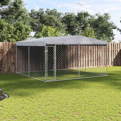 vidaXL Perrera de exterior con techo 382x382x225 cm (1/5)