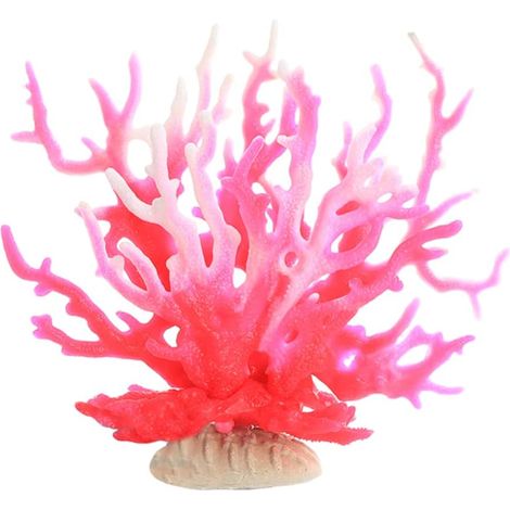 Plantes artificielles pour aquarium - Corail artificiel en silicone - Décoration d'aménagement paysager - Rose et blanc