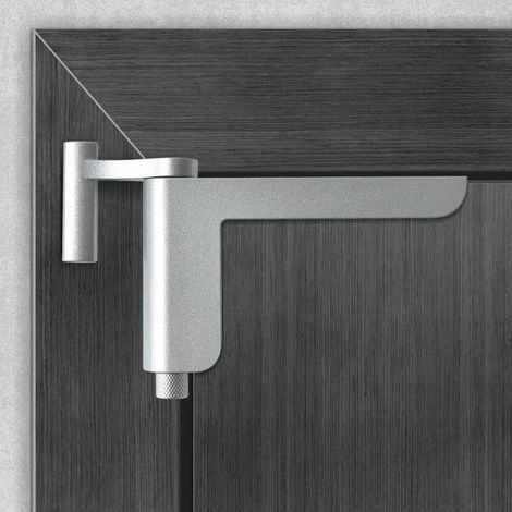 1 - Ferme-porte - Accessoire de porte - Sans perçage pour portes intérieures légères jusqu&39à 20 kg - Réglable 3 niveaux - Métal - Pour chambre et salon - Argent - 16 cm