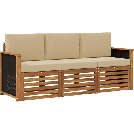 Sofa Sets with Cushion 3 pcs Solid Acacia Wood vidaXL
