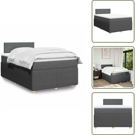Sommier à lattes de lit avec matelas gris foncé 120x190cm tissu - Sommier À Lattes De Lit - Sommiers À Lattes De Lit - Lit - Meuble De Chambre À Coucher (1/5)