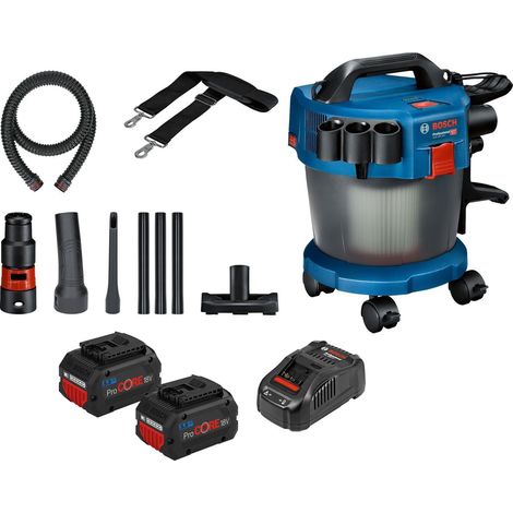 Bosch Akku-Staubsauger GAS 18V-10 L / 2x 5,5 Ah Akku + Ladegerät inkl. Zubehör-Set 14tlg.
