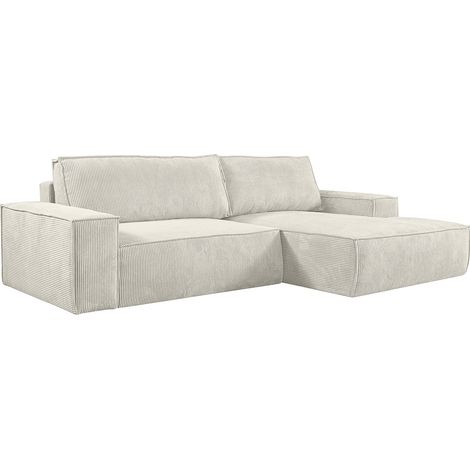 Vente-Unique – Canapé d'angle gauche convertible 4 places en velours côtelé vert sapin – Coffre de rangement – Dossier déhoussable – Mousse polyuréthane (1/4)