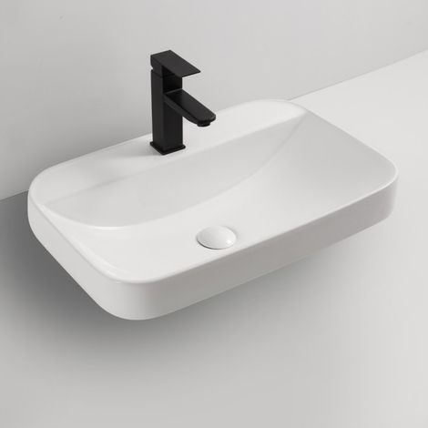Lavabo da semincasso CUP6026B in ceramica 60x40x16.5 cm bianco (1/2)
