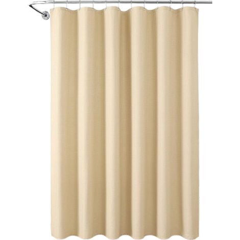Filiyano-Rideau de douche gaufré, beige, 180 x 200 cm, en polyester lavable et imperméable, anneaux inclus (1/5)