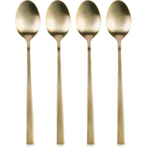 Set di 4 cucchiaini da cocktail lunghi in acciaio dorato. (1/5)
