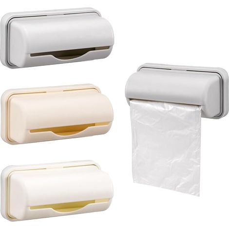 Distributeur de Sacs Poubelles 3 Pièces, Support Mural pour Sacs en Plastique à Grande Ouverture, Facile à Retirer, pour Cuisine, Salle de Bain et Toilettes (1/4)