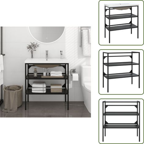 The Living Store Estructura de baño con lavabo incorporado hierro negro - Lavabo empotrado