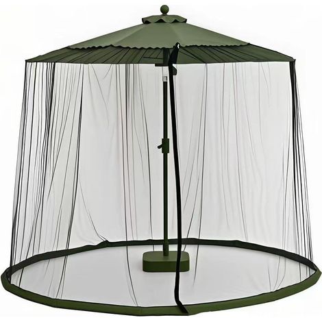 Grande moustiquaire réglable avec pare-soleil, adaptée aux abris de jardin extérieurs, avec une base,(vert militaire, 9,4 mètres de circonférence). (1/5)