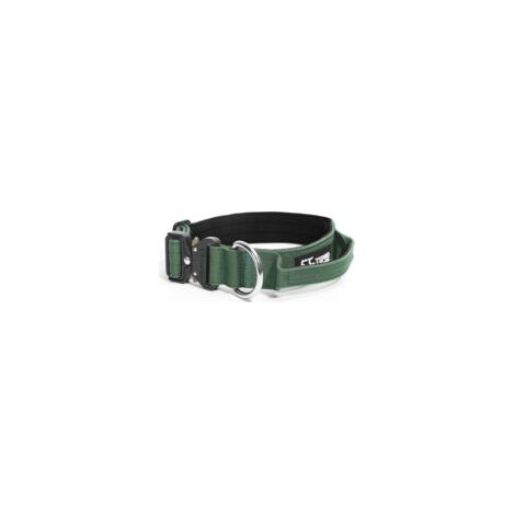 Collier et laisse pour chien – Vert militaire – Modèle avec poignée – Taille L (1/5)