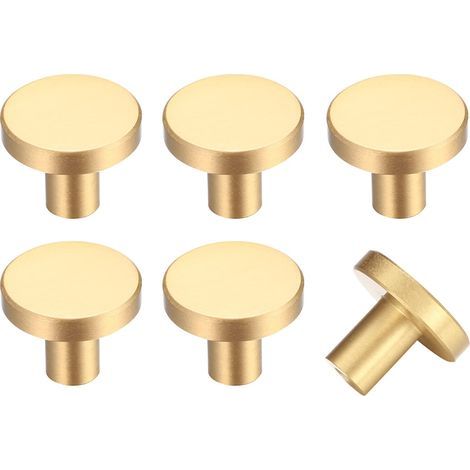 Gold - 6 pcs drawer knobs, furniture knobs, round cabinet knobs, gold-plated brass drawer knobs, kitchen door handles - 20 25 mm (1/5)