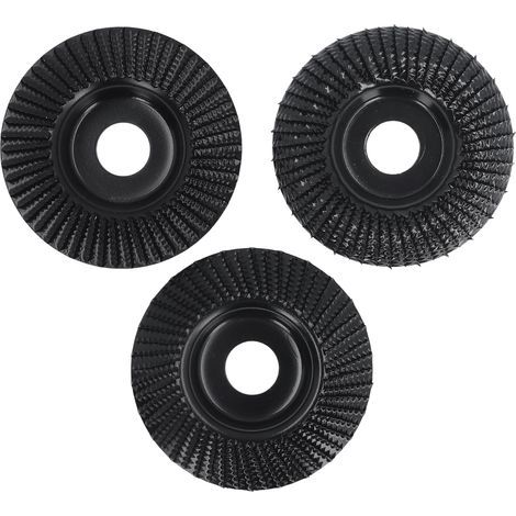 3-teiliges Set Holzbearbeitungsscheiben für Winkelschleifer, Holzbearbeitung, Schleifscheiben aus Kohlenstoffstahl, 100 mm Durchmesser, 22 mm Innendurchmesser, schwarz (1/5)