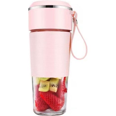 Tragbarer Entsafter-Mixer mit 6 Klingen, Eiscrush-Funktion und USB-Ladefunktion, rosa. (1/5)