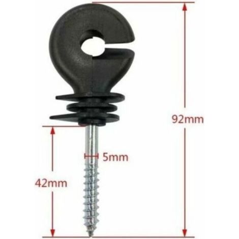 50 Pcs Isolateurs Annulaires à Visser Anneau à Isolant à Vis Accessoires de Clôture Électrique pour Poteau Piquet en Bois, Noir (1/4)