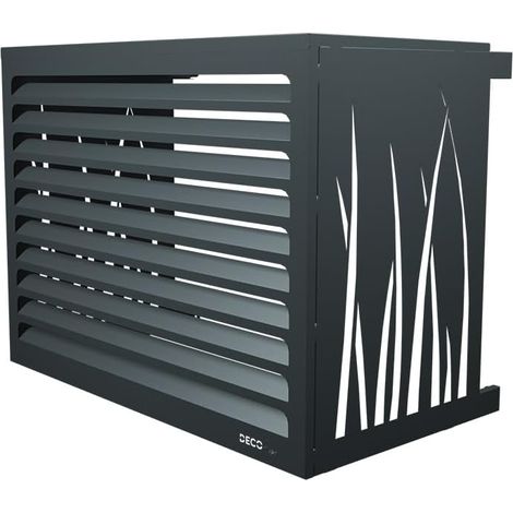 1 Cache Clim Modulable Métal Thermolaqué Gris Anthracite Pour Unité Extérieure Pose Sol Ou Murale