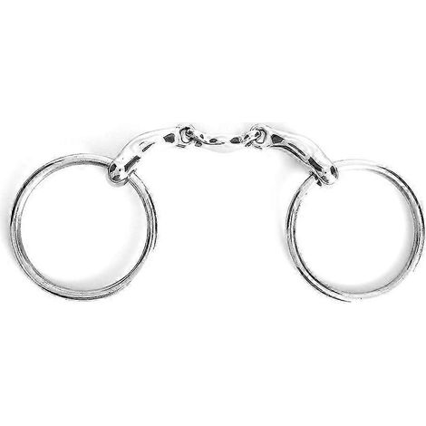 Mors en acier inoxydable à anneaux, accessoire pour chevaux, canon brisé avec maillons incurvés. (1/5)