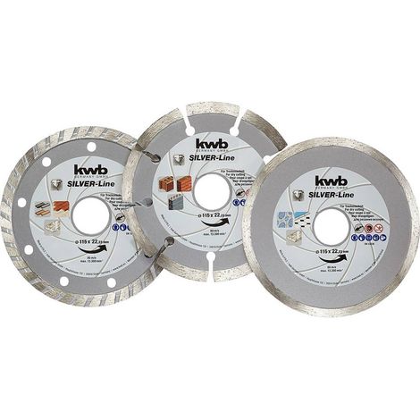 Kwb set de 3 disques a' tronconner diamante's Silver Line 115x22 pour meuleuses d'angle (1/3)