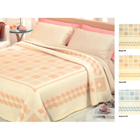 Coperta Jacquard Piazzata In Misto Lana Modello Charme, misura1 PiazzacoloreCipria 90
