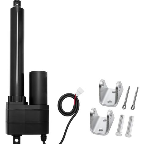 Vérin électrique linéaire 12V, course 200mm, force 9000N, IP65, vitesse 5mm/s, avec supports de montage pour levage industriel et marine. (1/5)