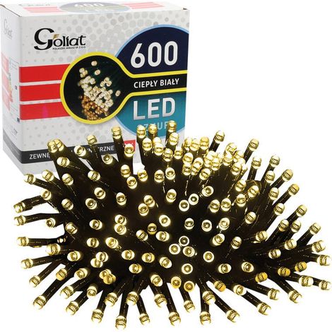 Luci natalizie da esterno per albero di Natale, 600 LED, luce bianca calda, alimentazione di rete, lunghezza 33 m (1/5)