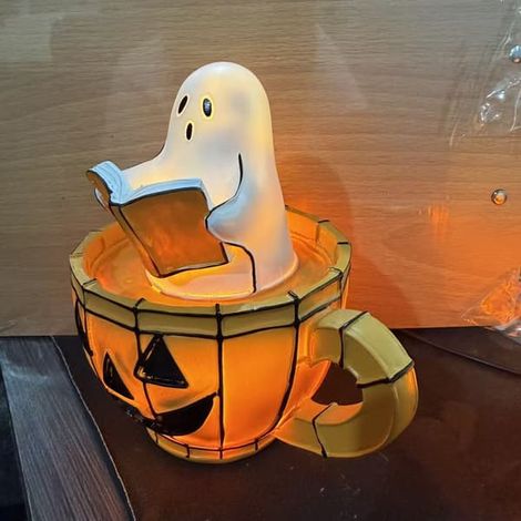 Lampe de table sorcière d'Halloween en résine, lampe décorative LED effrayante pour la maison, les fêtes et le cosplay, fantôme avec bouche