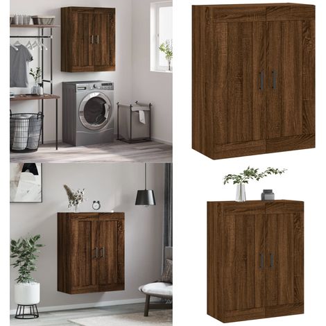 Wandschrank Braun Eichen-Optik 69,5x34x90 cm Holzwerkstoff - Hängeschrank - Wandschrank - Sideboard - Regal - Aufbewahrung - Home & Living