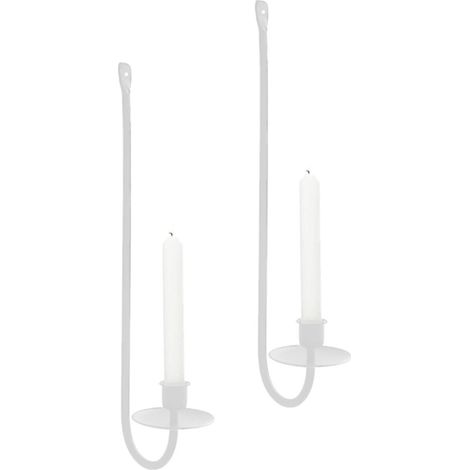 Porte-Bougie Murale - En Métal Forgé - Fixation Murale Simple - Pour Bougies Pillier - Style Moderne et Rustique - Lot de 2 (1/3)