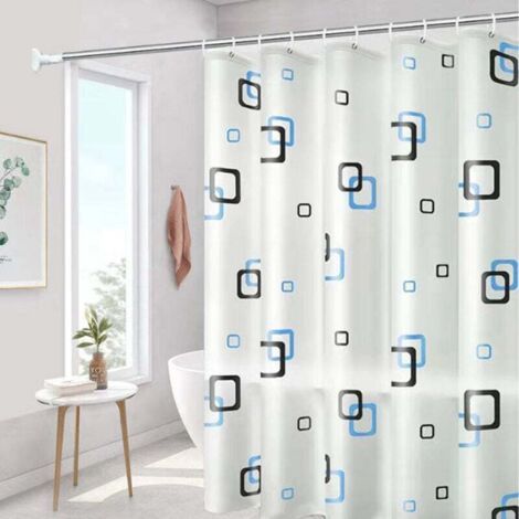 Rideau de Douche Décoratif Motif Océan Géométrique - Tissu Imperméable Abstrait Plage - pour Salle de Bain - 152x178cm (60"x70") (1/4)