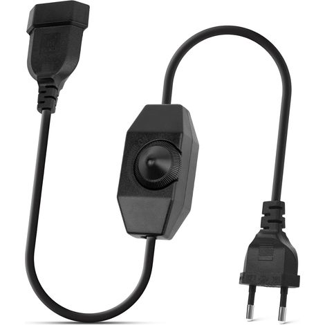 Variateur de Lumiere Rotatif, 2M Interrupteurs et Variateurs d'intensité LED Rotatif 220-240V Rallonge Câble Variateur de Cordon 100W Max, pour Ampoule à Intensité Variable (Noir) (1/5)