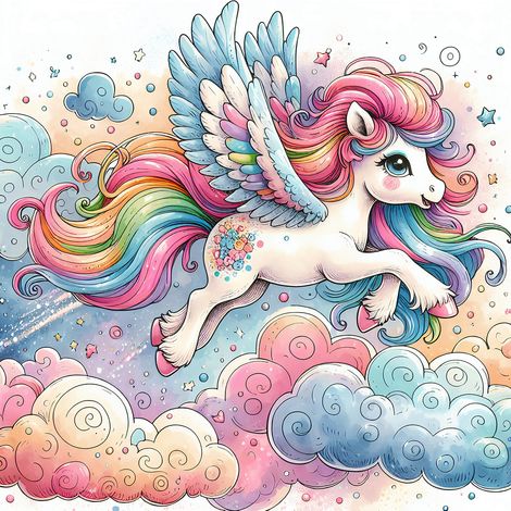 Papier peint panoramique Enfants - Licorne - 130 cm x 130 cm (1/2)