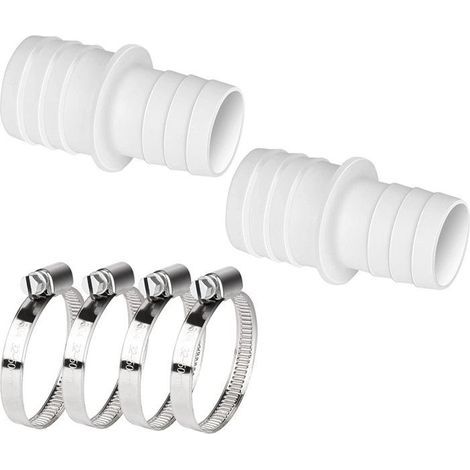 Set mit 2 Schlauchverbindern 32-38 mm mit Klemme, Kunststoffadapter für Schwimmbecken, doppelseitig, langlebige Poolverbinder (1/4)