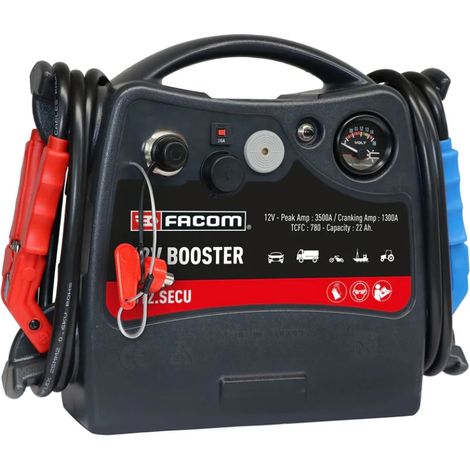 Facom – Booster de démarrage 12V – Courant de démarrage max 1300A – Batterie AGM étanche – Interrupteur de sécurité – Câbles en cuivre 25mm²